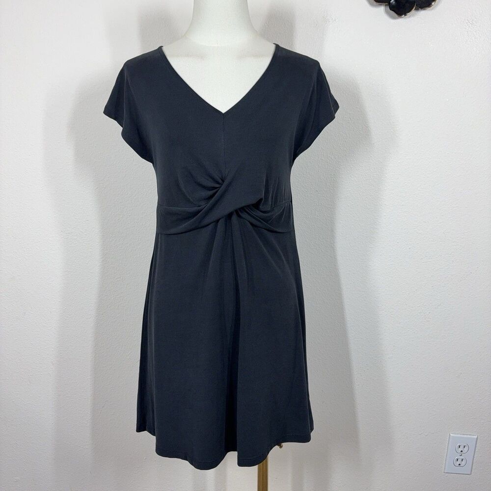 Bonhomia Dress Womens Small Black V Neck Jersey T Shirt Shift Casual LBD Travel